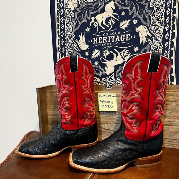 Justin\'s Black Full Quill Ostrich Square Toe Cowboy Boots size 10.5EE/11D *READ* main image 6